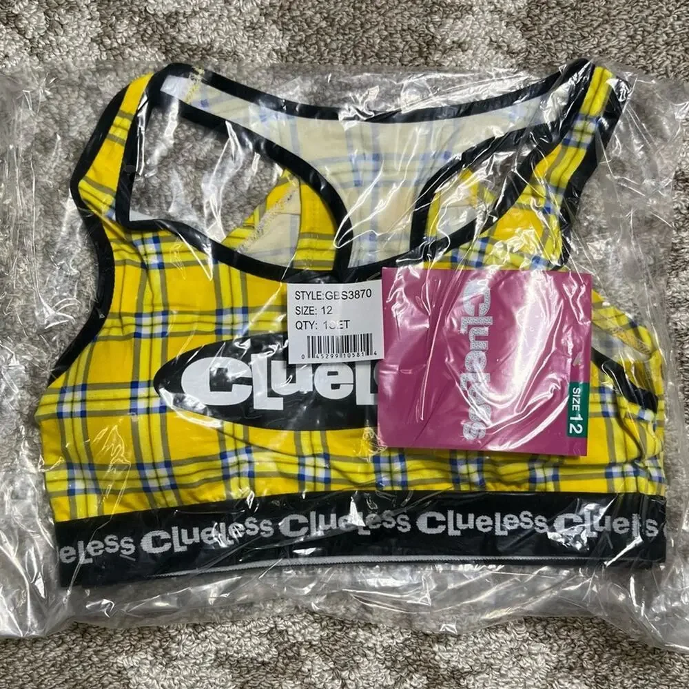 Clueless Bra and Underwear Set Yellow plaid ASO Cher big girls NWT Sz 12
